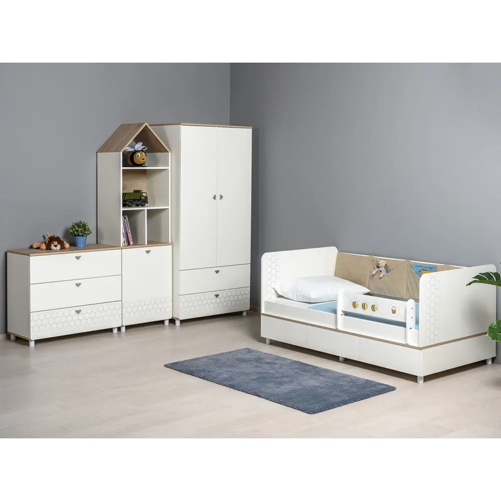 Фото 6 Кровать детская Mobi Эйп 164.2x75x89.7 см лдсп цвет белый шагрень/дуб белый эксклюзив/бежевый Фото 6 Кровать детская Mobi Эйп 164.2x75x89.7 см лдсп цвет белый шагрень/дуб белый эксклюзив/бежевый