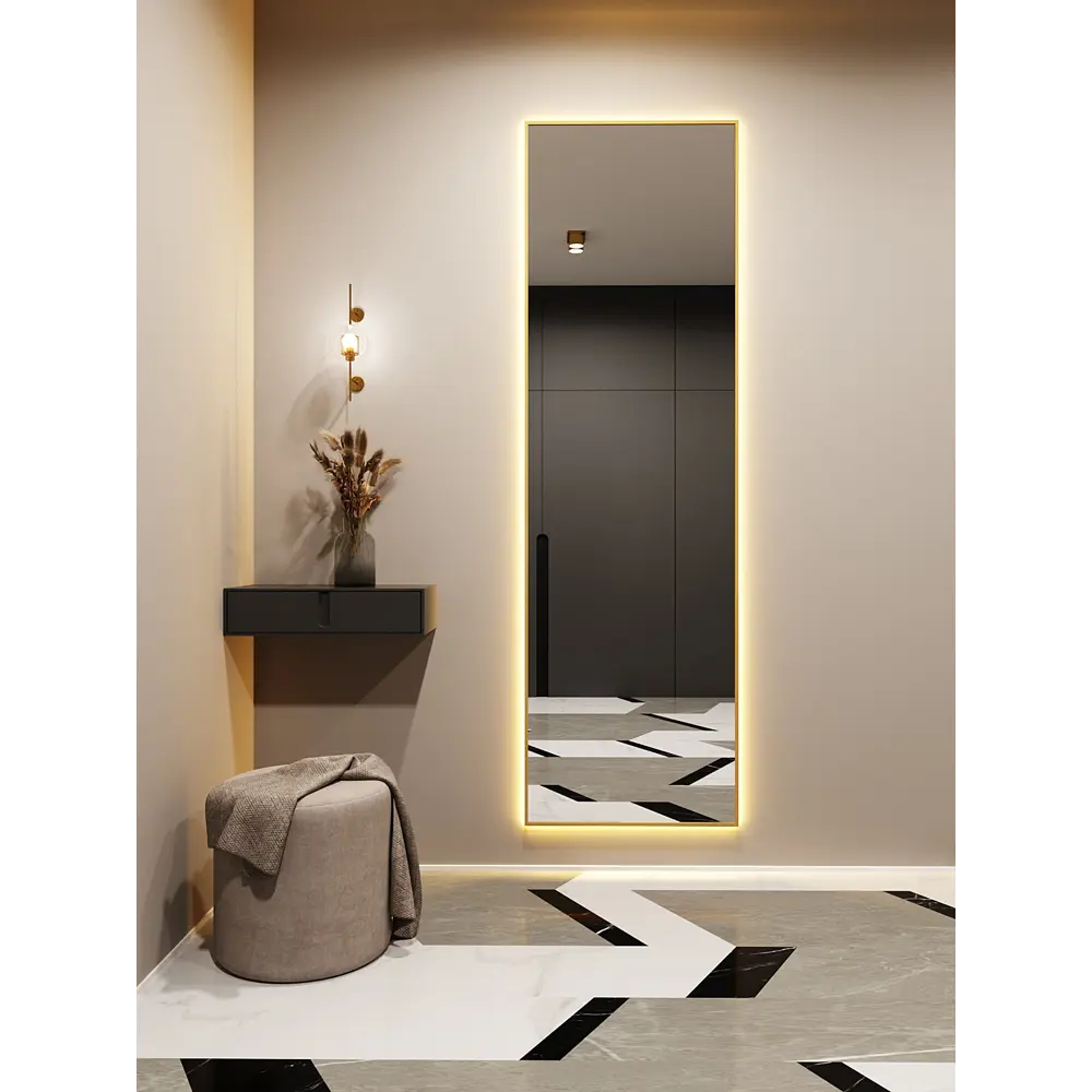 Фото 4 Зеркало с подсветкой Alumirror 20060з3000К 200x60 см в алюминиевой раме настенное цвет золото Фото 4 Зеркало с подсветкой Alumirror 20060з3000К 200x60 см в алюминиевой раме настенное цвет золото