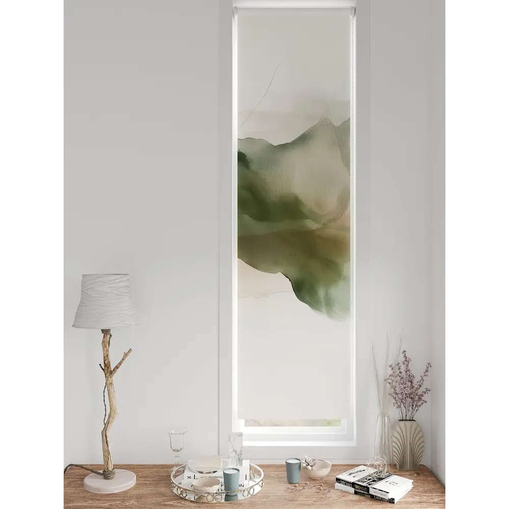 Фото Рулонная штора блэкаут At Home ЛомкренAT785003047, 47x170см, цвет бежевый, зеленый Фото Рулонная штора блэкаут At Home ЛомкренAT785003047, 47x170см, цвет бежевый, зеленый