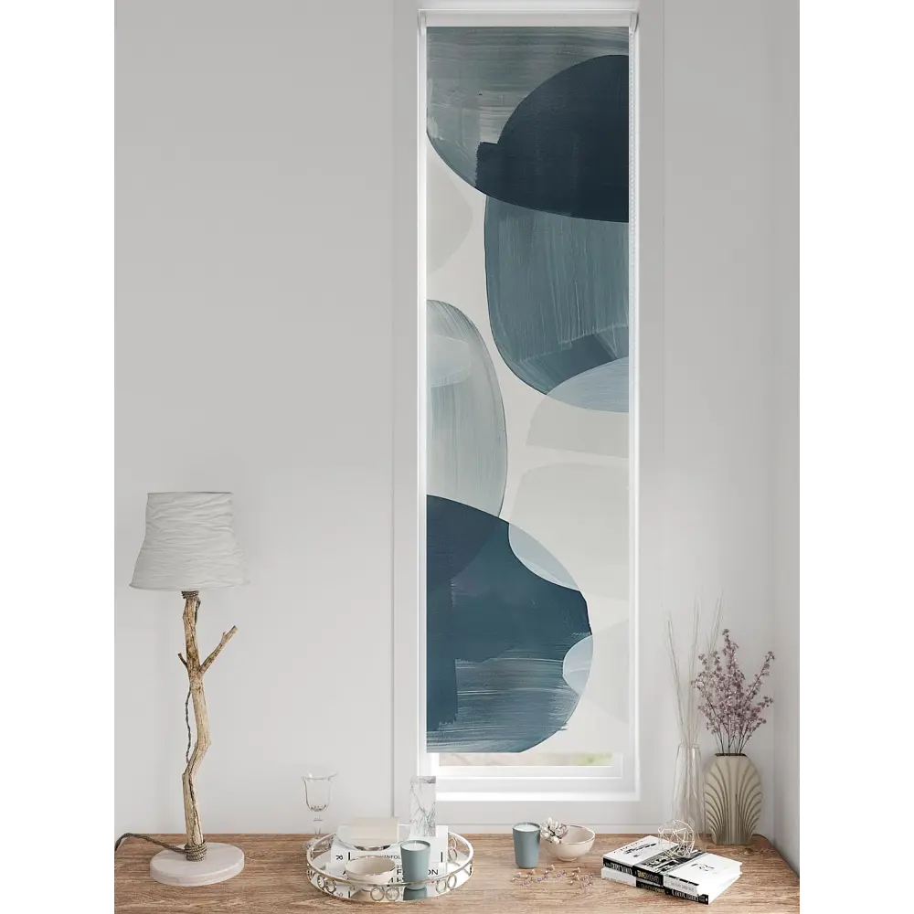 Фото 4 Рулонная штора блэкаут At Home ЛомкренAT785006047, 47x170см, цвет белый, синий, серый