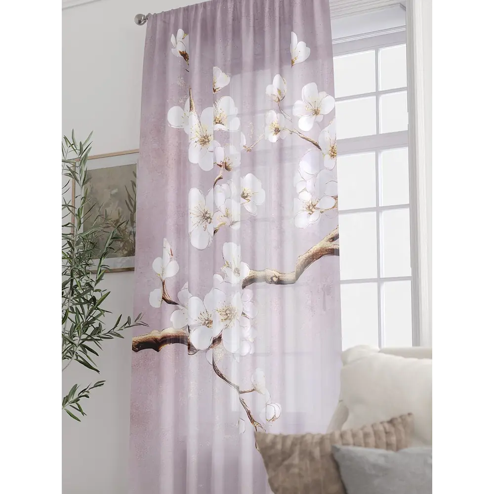 Фото 5 Тюль At home Базовая коллекция AT588324 на шторной ленте 250x150 см цвет белый