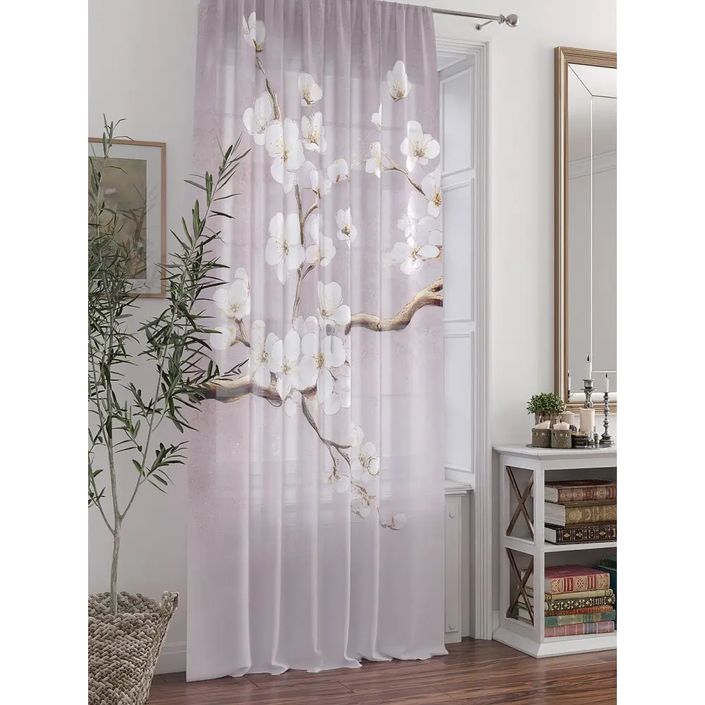 Фото Тюль At home Базовая коллекция AT588324 на шторной ленте 250x150 см цвет белый