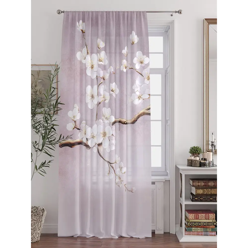 Фото 2 Тюль At home Базовая коллекция AT588324 на шторной ленте 250x150 см цвет белый