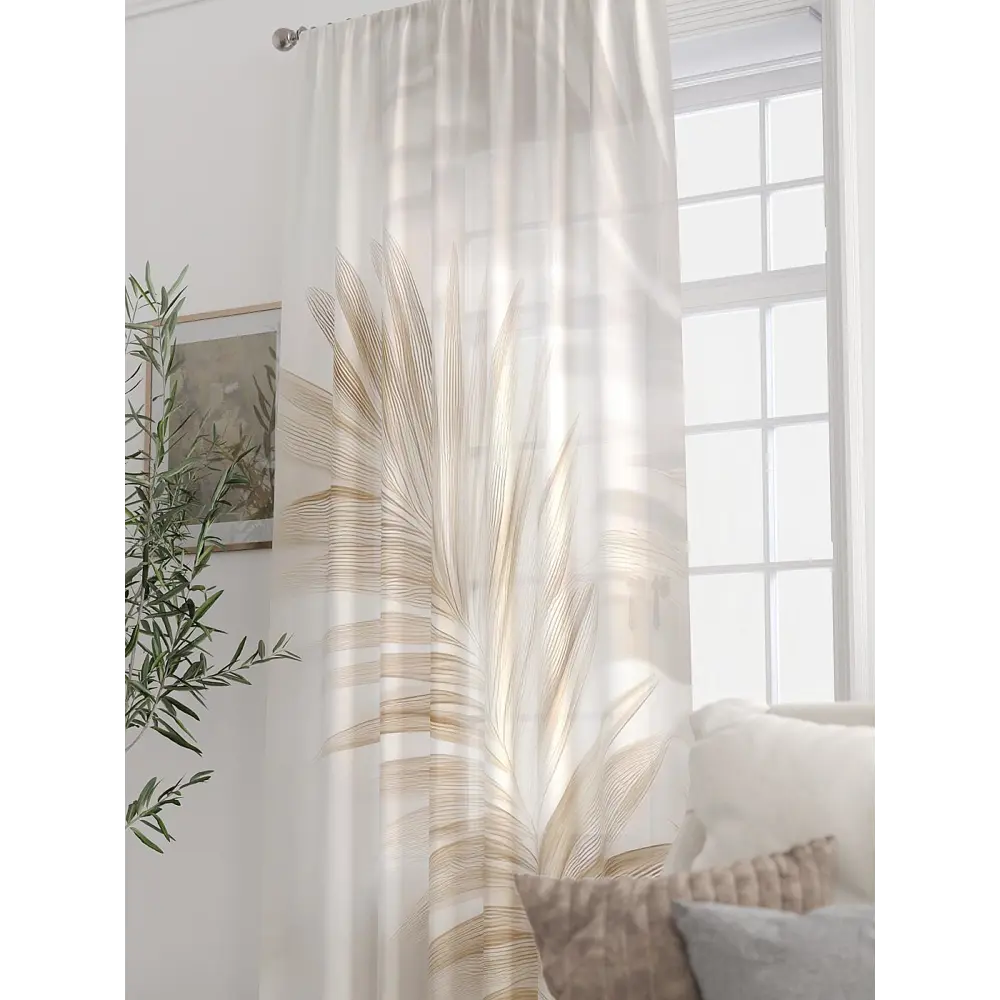 Фото 4 Тюль At home Базовая коллекция AT588334 на шторной ленте 250x150 см цвет бежевый