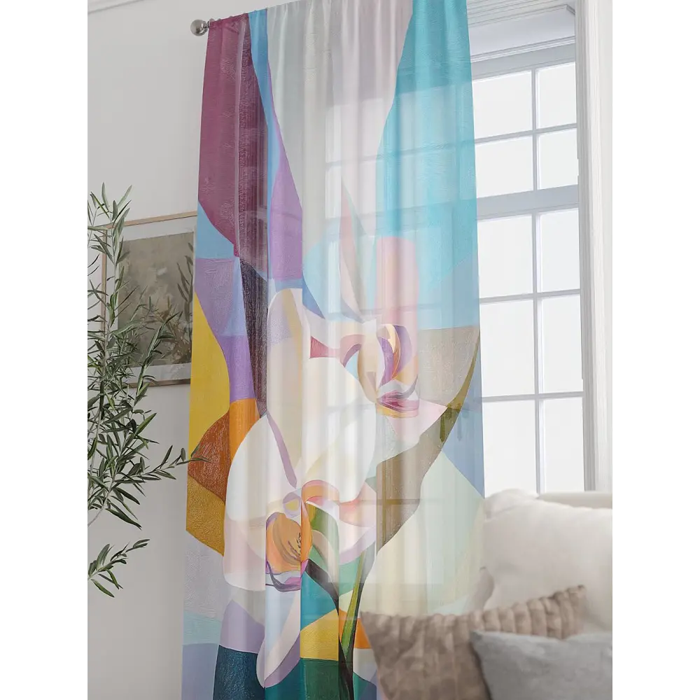 Фото 8 Тюль At home Базовая коллекция AT588336 на шторной ленте 250x150 см цвет бежевый