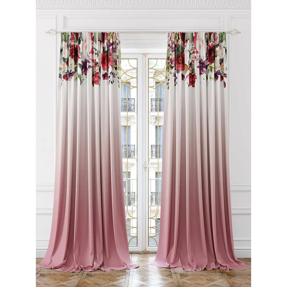 Фото 2 Комплект штор на шторной ленте AT Home Лиргос 150x280 см цвет розовый Фото 2 Комплект штор на шторной ленте AT Home Лиргос 150x280 см цвет розовый