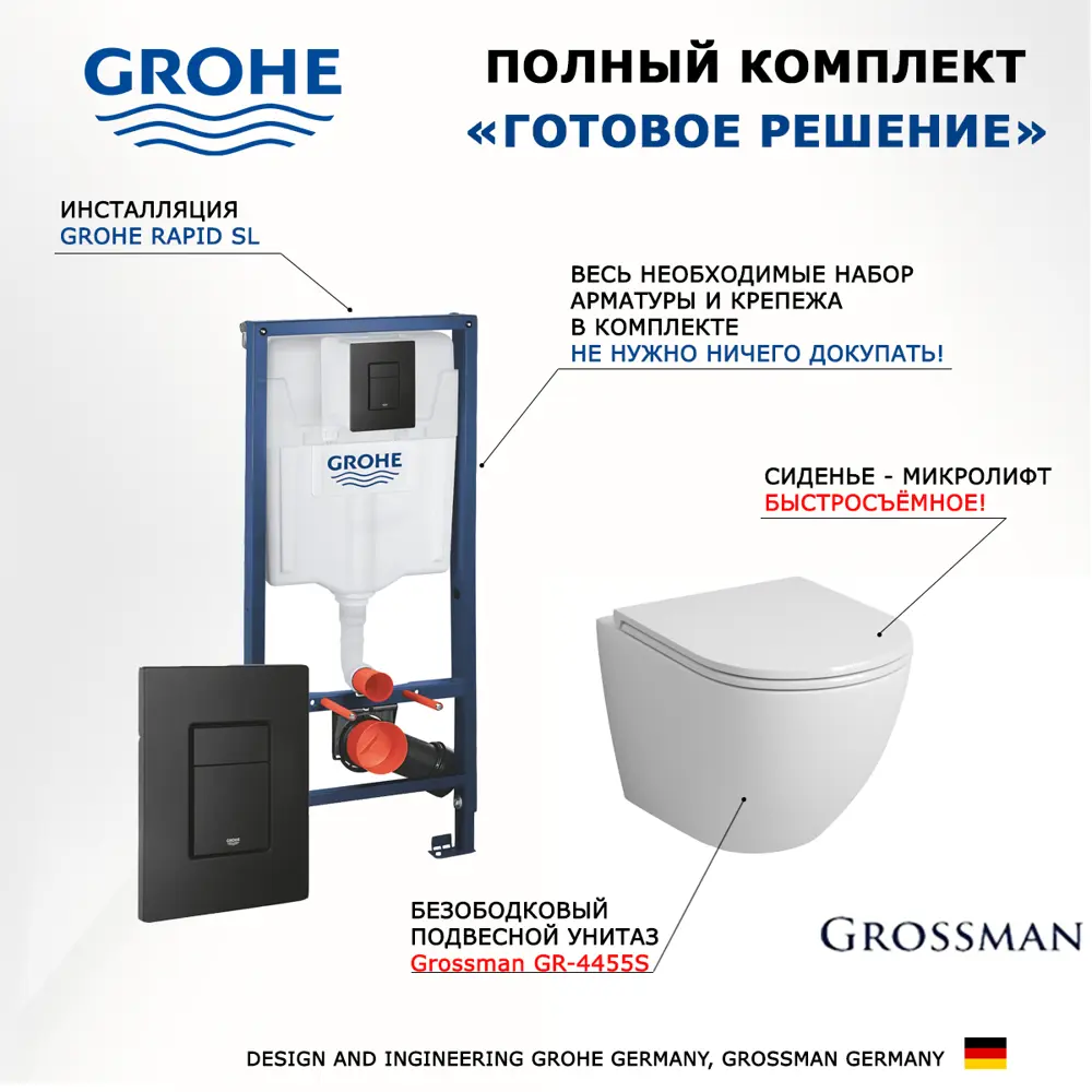 Фото 7 Комплект инсталляция с унитазом Grohe 436951 цвет белый Фото 7 Комплект инсталляция с унитазом Grohe 436951 цвет белый