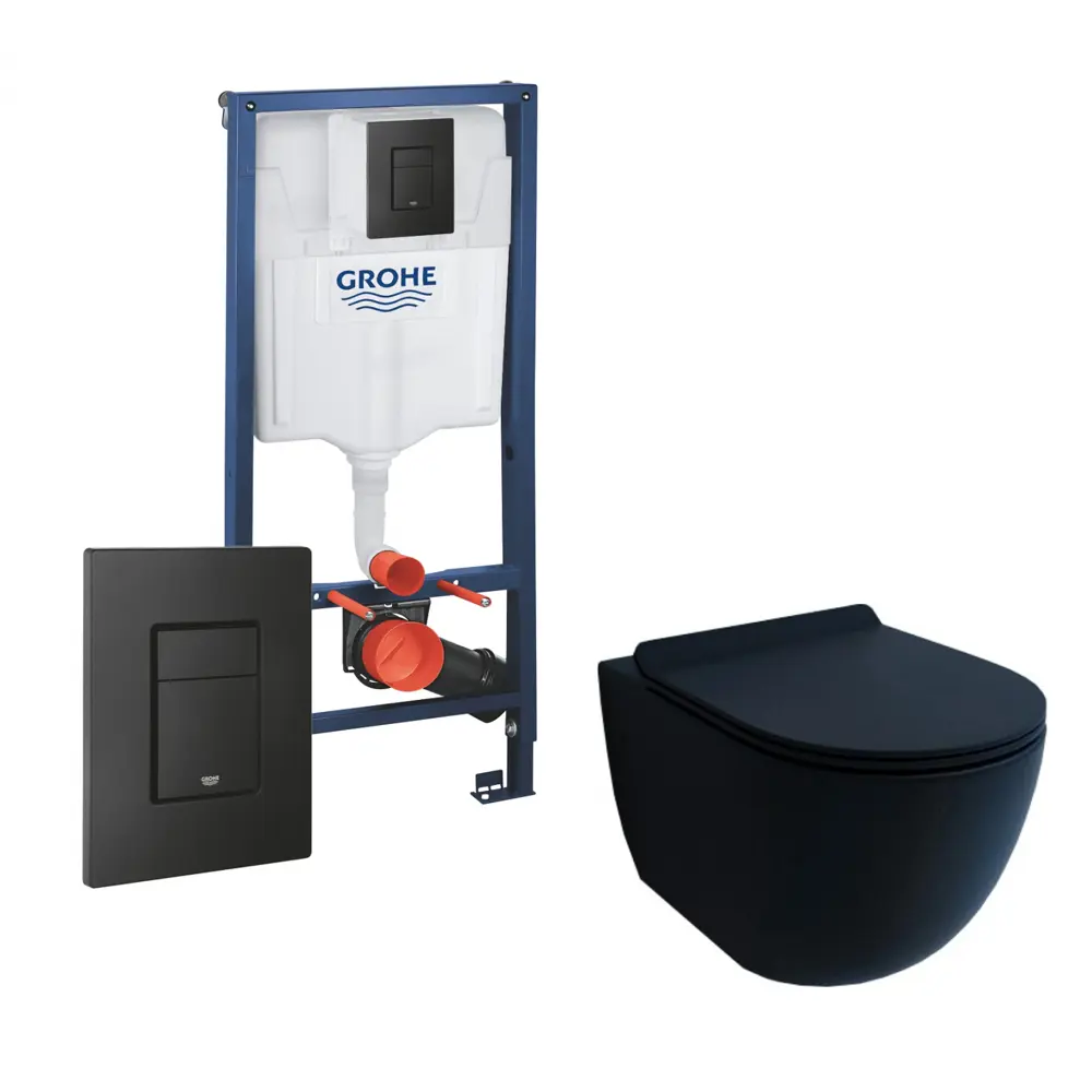 Фото Комплект инсталляция с унитазом Grohe 436972 цвет черный Фото Комплект инсталляция с унитазом Grohe 436972 цвет черный
