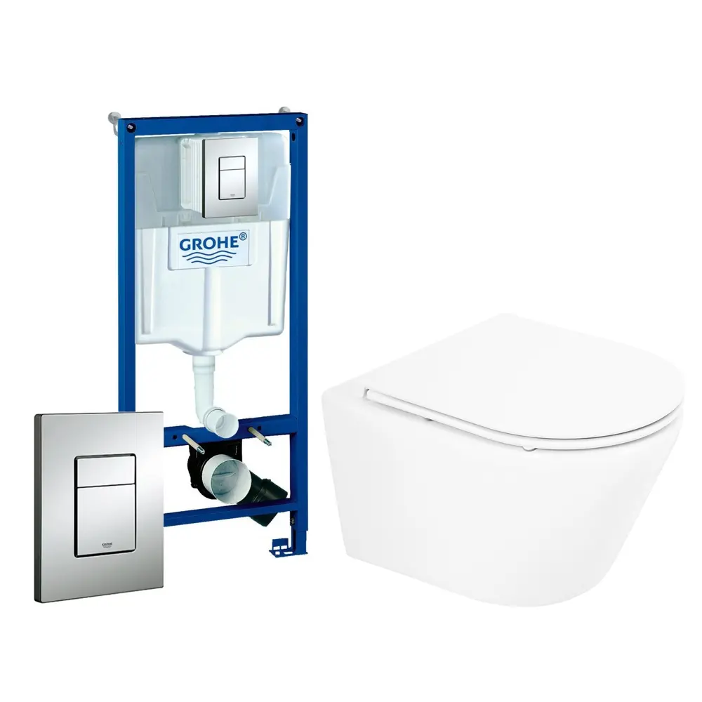 Фото Комплект инсталляция с унитазом Grohe 500497 цвет белый Фото Комплект инсталляция с унитазом Grohe 500497 цвет белый