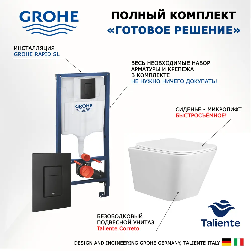 Фото 7 Комплект инсталляция с унитазом Grohe 510688 цвет белый