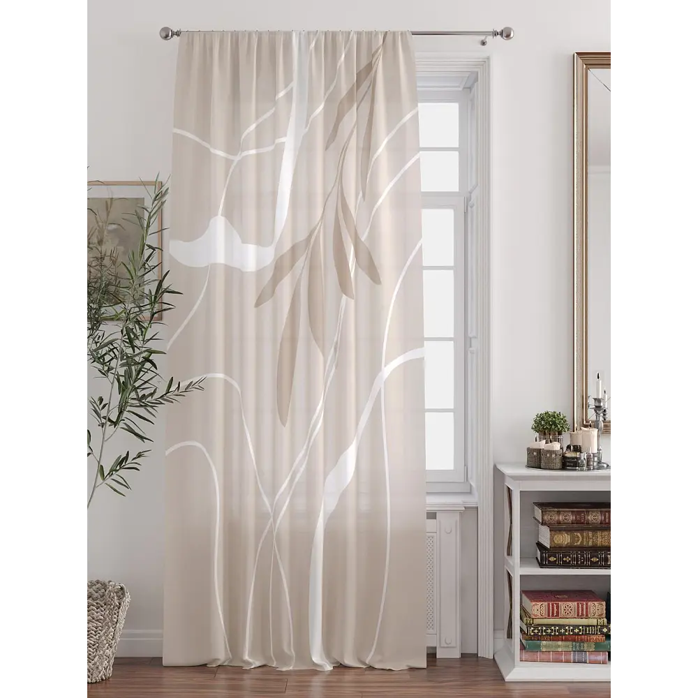 Фото Тюль At home Базовая коллекция AT588192 на шторной ленте 250x150 см цвет бежевый