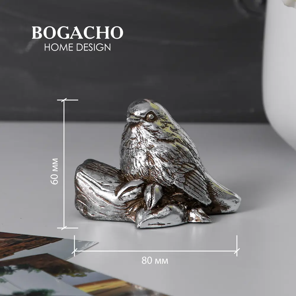 Фото 2 Статуэтка из мрамора Bogacho Птичка Зарничка серебристого цвета Фото 2 Статуэтка из мрамора Bogacho Птичка Зарничка серебристого цвета