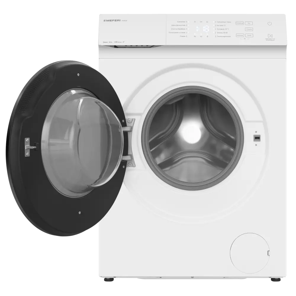 Фото 8 Стиральная машина Meferi MFW081210WH power с паром отдельностоящая 59.5x84.5x42 см 8 кг цвет белый Фото 8 Стиральная машина Meferi MFW081210WH power с паром отдельностоящая 59.5x84.5x42 см 8 кг цвет белый