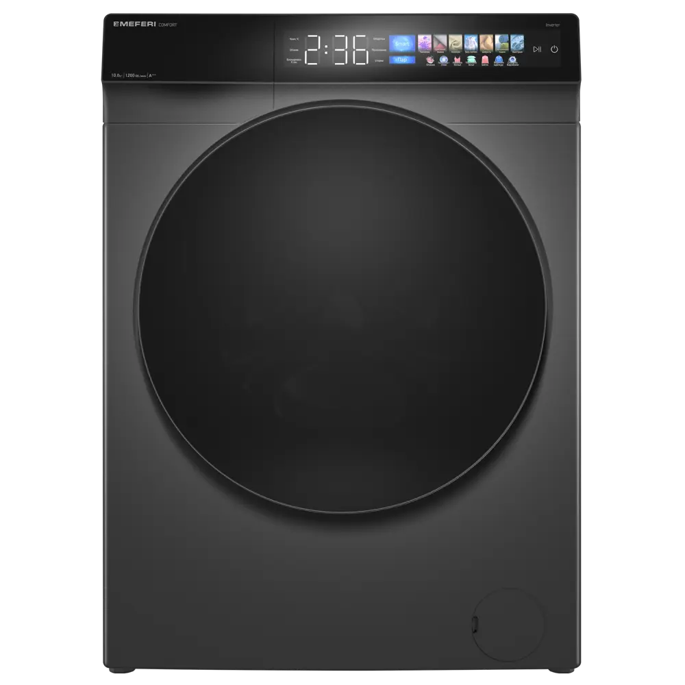 Фото Стиральная машина Meferi Mfw101216gr comfort 60x84x56 см 10 кг цвет серый Фото Стиральная машина Meferi Mfw101216gr comfort 60x84x56 см 10 кг цвет серый