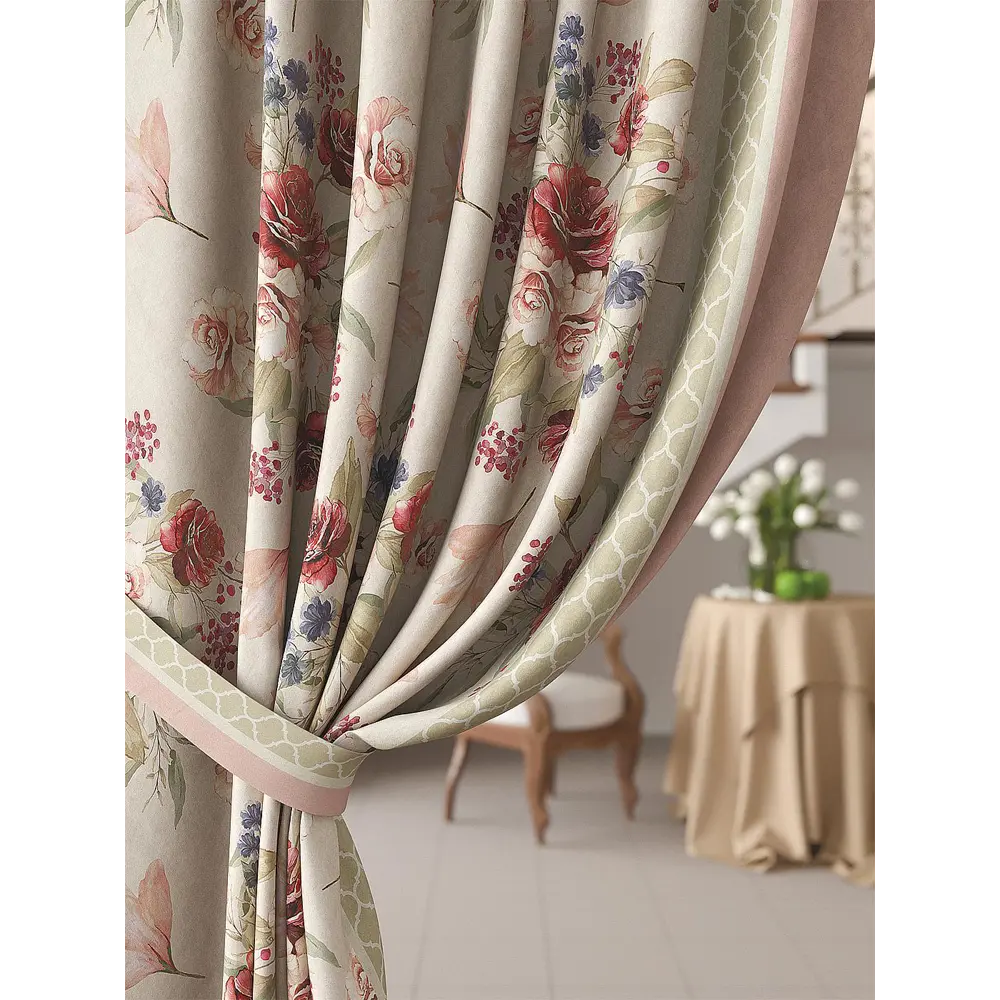 Фото 5 Комплект штор на ленте At Home Окиорс AT919072 150x260 см вуаль цвет красный