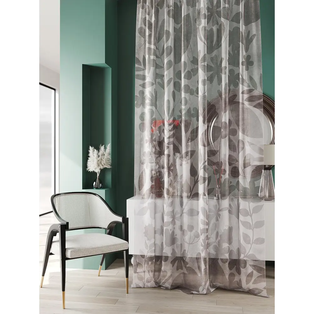 Фото 4 Тюль At home Базовая коллекция AT583003 на шторной ленте 240x150 см цвет коричневый