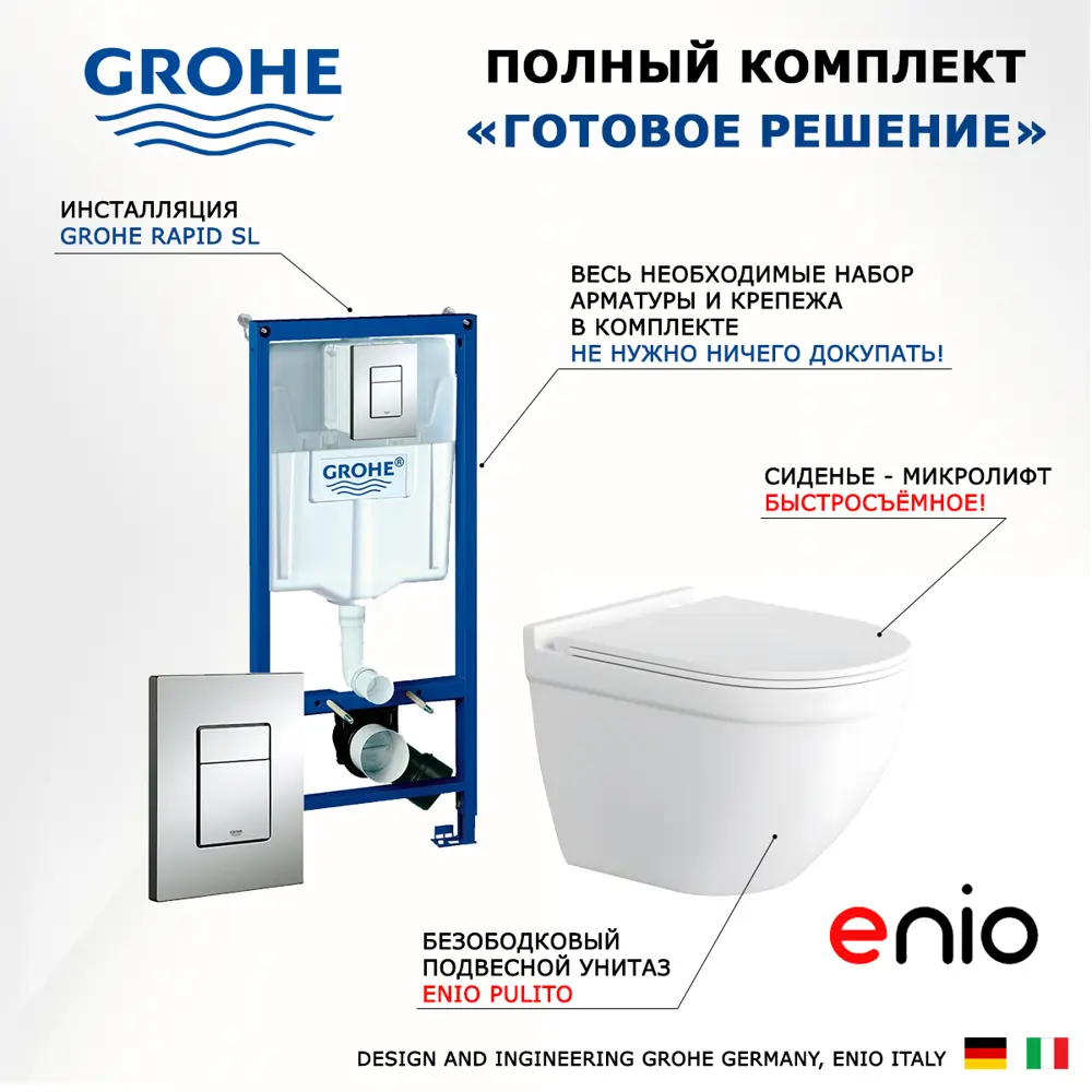 Фото 7 Комплект инсталляция с унитазом Grohe 551790 цвет белый Фото 7 Комплект инсталляция с унитазом Grohe 551790 цвет белый