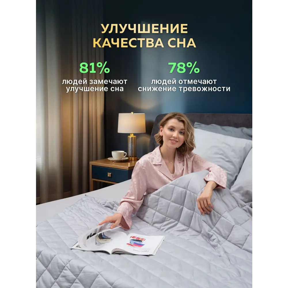 Фото 6 Утяжеленное сенсорное одеяло Wellinagravity 200x220 серое 9кг WGS-22 Фото 6 Утяжеленное сенсорное одеяло Wellinagravity 200x220 серое 9кг WGS-22