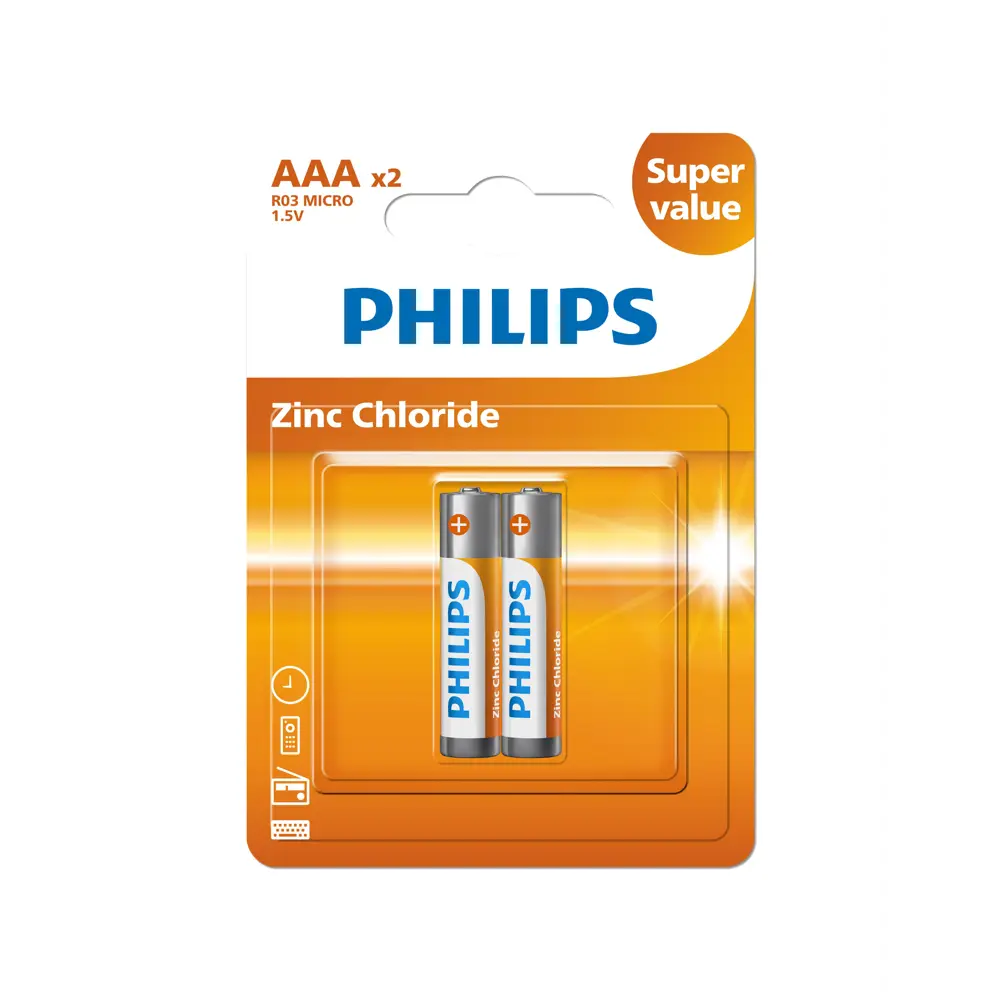 Фото Батарейка Philips Greatlife R03G2B/97 цинково-хлоридная AAA (R03) 2 шт Фото Батарейка Philips Greatlife R03G2B/97 цинково-хлоридная AAA (R03) 2 шт