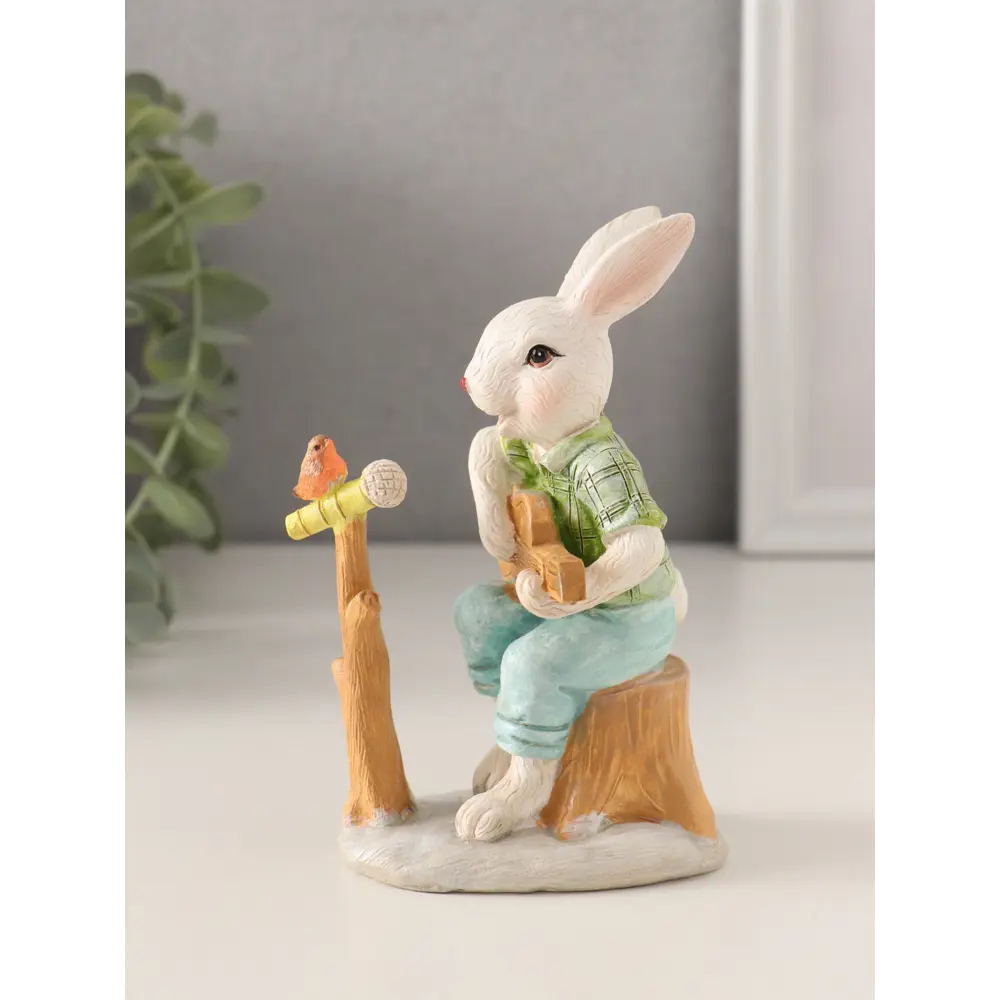 Фото 5 Сувенир полистоун Зайчик играет на гитаре для птички 85х65х12 см 10583217