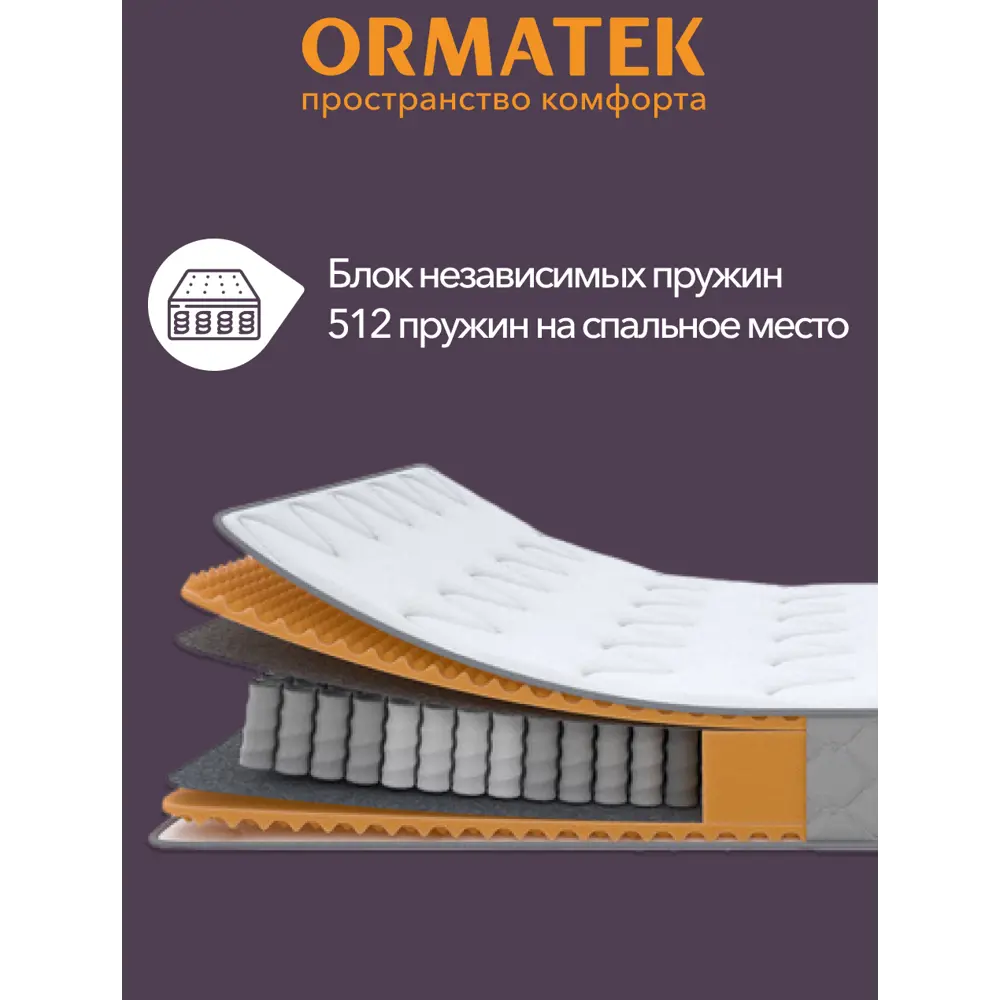 Фото 3 Матрас Орматек Sleep Middle 80x200 см, независимый пружинный блок, односпальный