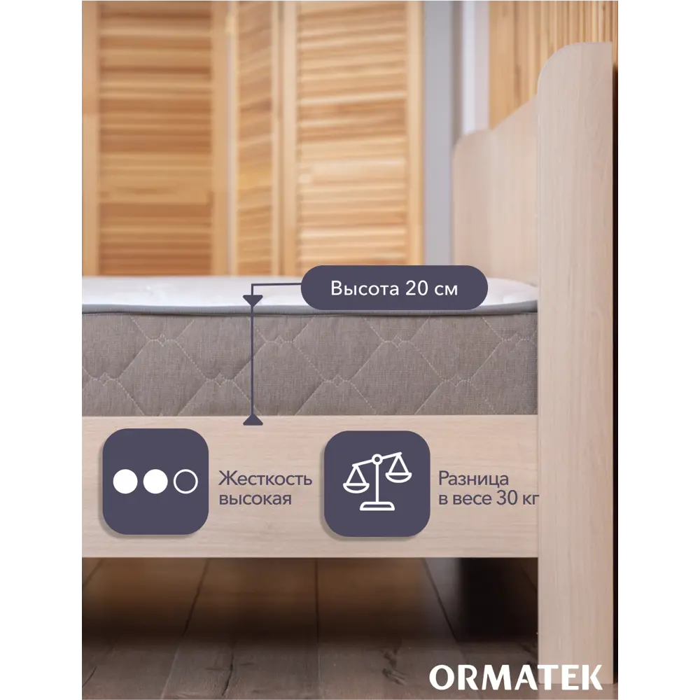 Фото 4 Матрас Орматек Sleep Middle 120x200 см независимый пружинный блок односпальный Фото 4 Матрас Орматек Sleep Middle 120x200 см независимый пружинный блок односпальный