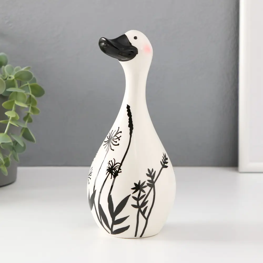 Фото 4 Сувенир керамика Утка. Разнотравье бело-чёрный 85х85х195 см 9866897
