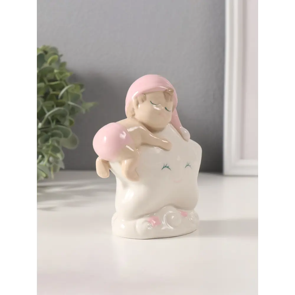 Фото 3 Сувенир керамика свет Малышка в розовом колпаке на звёздочке 6х105х125 см 10495285