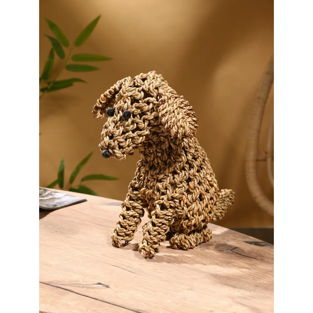 Фото 4 Сувенир плетёный Собака сиграсс 33х26х33х см светлая 10464085