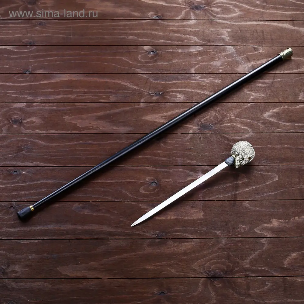 Фото Сувенирное изделие Трость с кинжалом клинок 30см набалдашник Череп 4738946