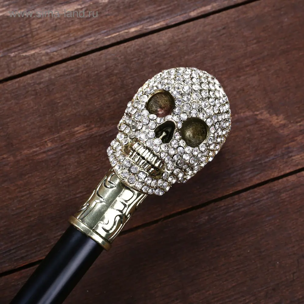 Фото 3 Сувенирное изделие Трость с кинжалом клинок 30см набалдашник Череп 4738946