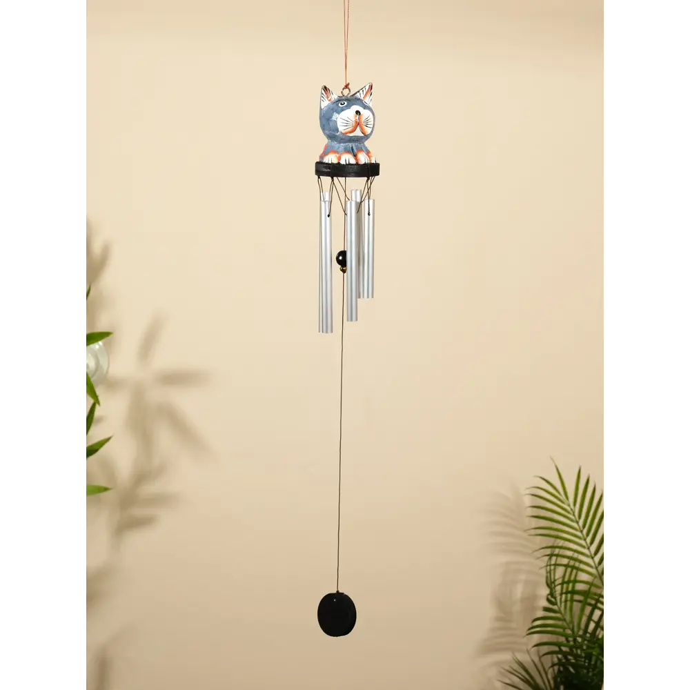 Фото 2 Музыка ветра Кот дерево алюминий 8х8х80 см МИКС 10485395