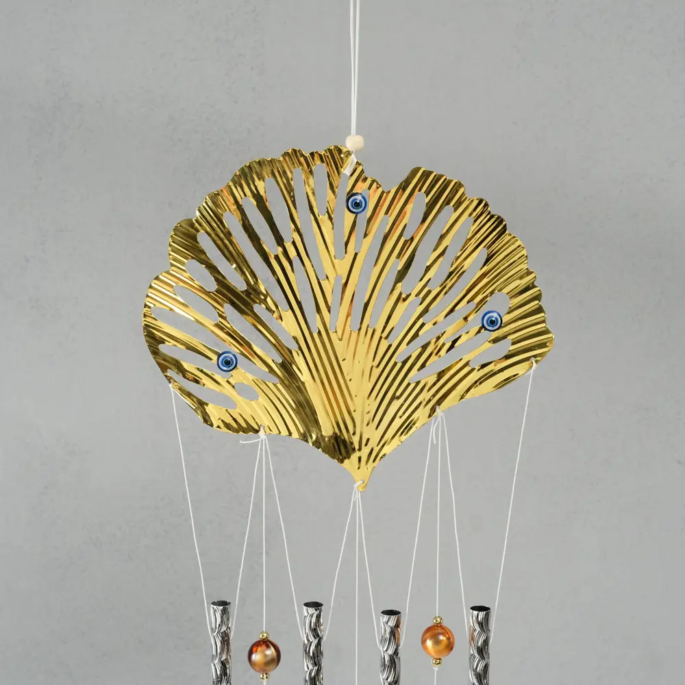 Фото 3 Музыка ветра от сглаза металл Лист Назар 4 трубки и 3 колокольчика 25х235х67 см 10662426