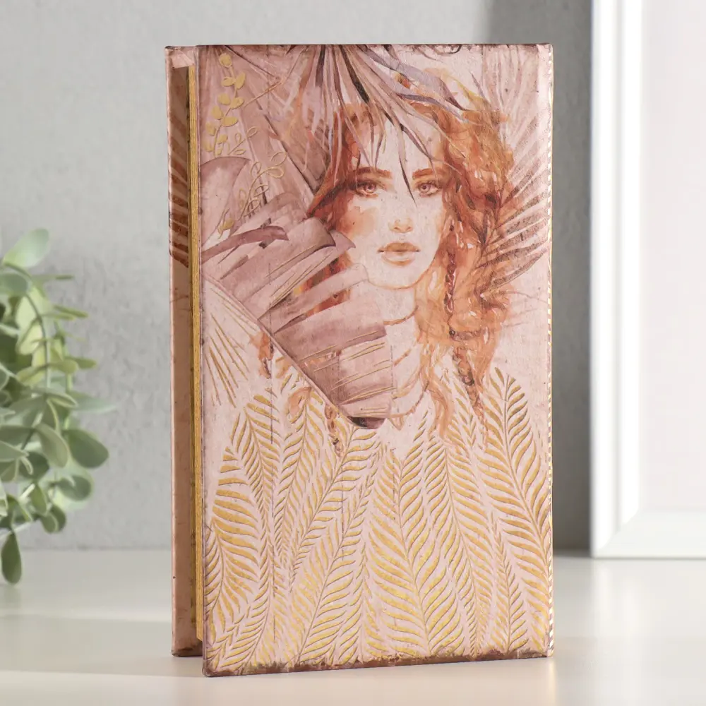 Фото 3 Сейф-книга дерево кожзам Девушка в листьях золото тиснение 21х13х5 см 10325762 Фото 3 Сейф-книга дерево кожзам Девушка в листьях золото тиснение 21х13х5 см 10325762