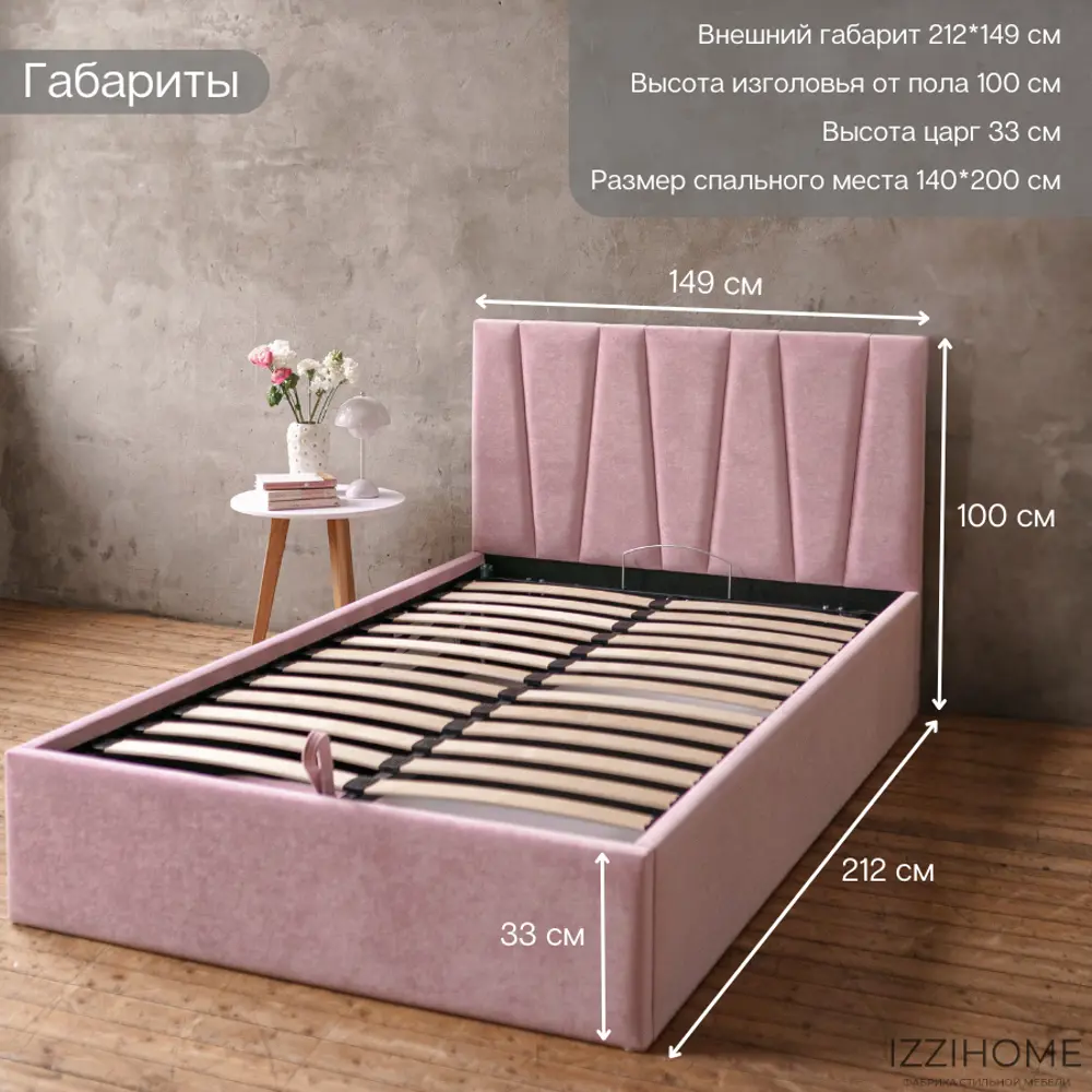 Фото 6 Кровать Izzihome Kelly 149x100x212 см дсп цвет розовый Фото 6 Кровать Izzihome Kelly 149x100x212 см дсп цвет розовый