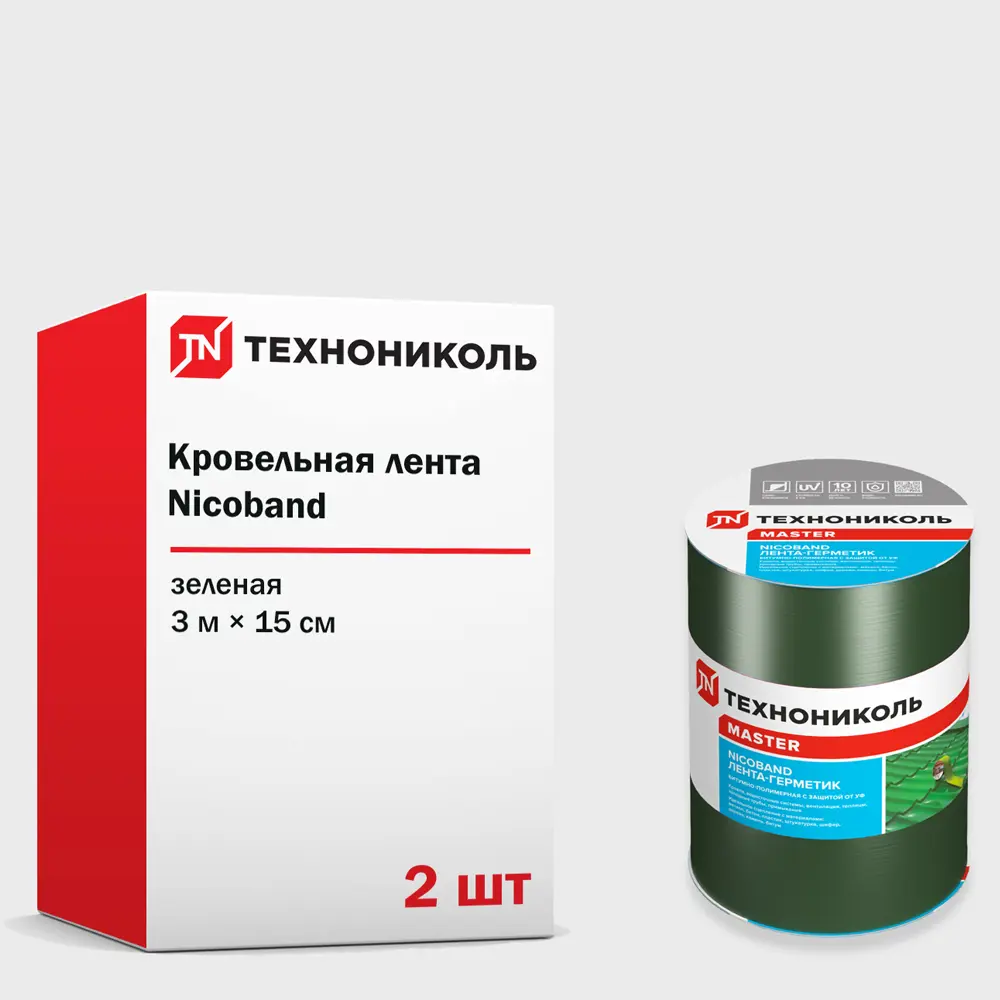 Фото Кровельная лента Технониколь Nicoband 3м 15см зеленый 2шт Фото Кровельная лента Технониколь Nicoband 3м 15см зеленый 2шт