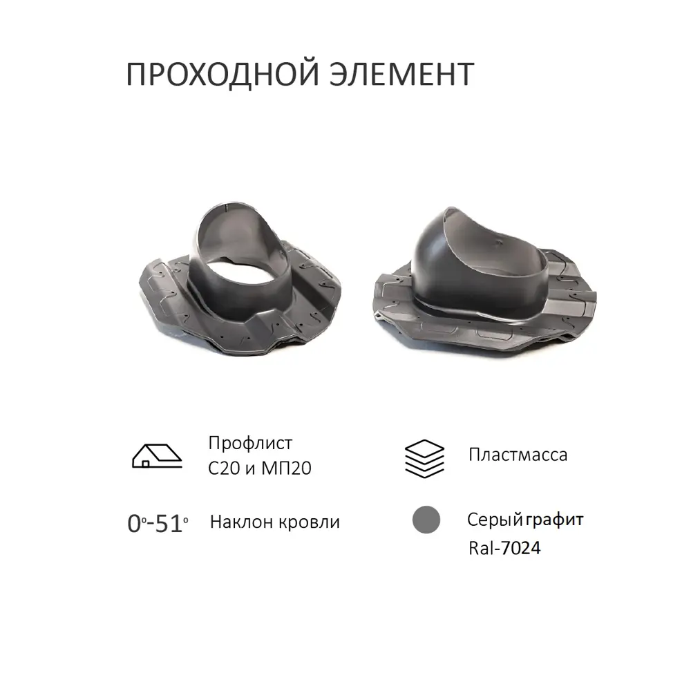 Фото 2 Комплект кровельной вентиляции Polivent (Колпак ⌀160мм/Вентиляционный выход 700мм с переходом ⌀110мм) для кровельного профнастила 20мм RAL 7024 серый графит Фото 2 Комплект кровельной вентиляции Polivent (Колпак ⌀160мм/Вентиляционный выход 700мм с переходом ⌀110мм) для кровельного профнастила 20мм RAL 7024 серый графит