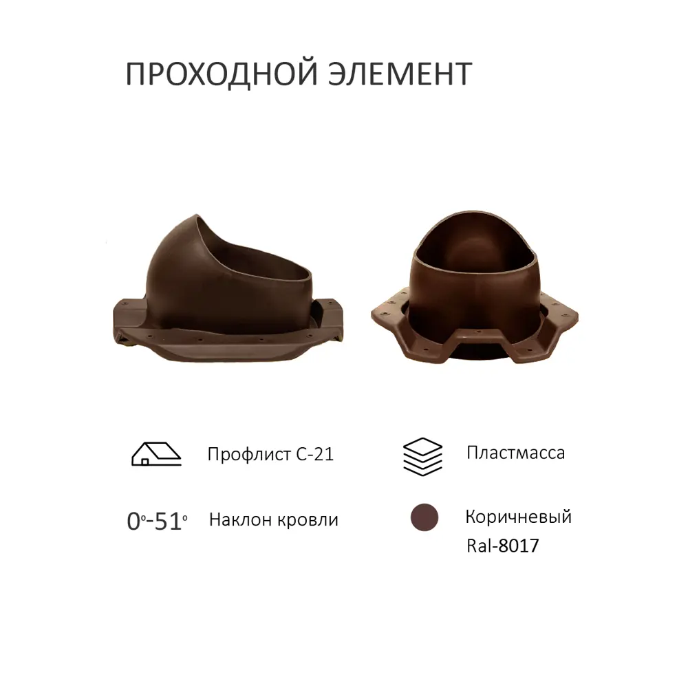 Фото Колпак Polivent ⌀160мм/Вентиляционный выход 700мм с переходом ⌀110мм для кровельного профнастила С-21мм RAL 8017 коричневый