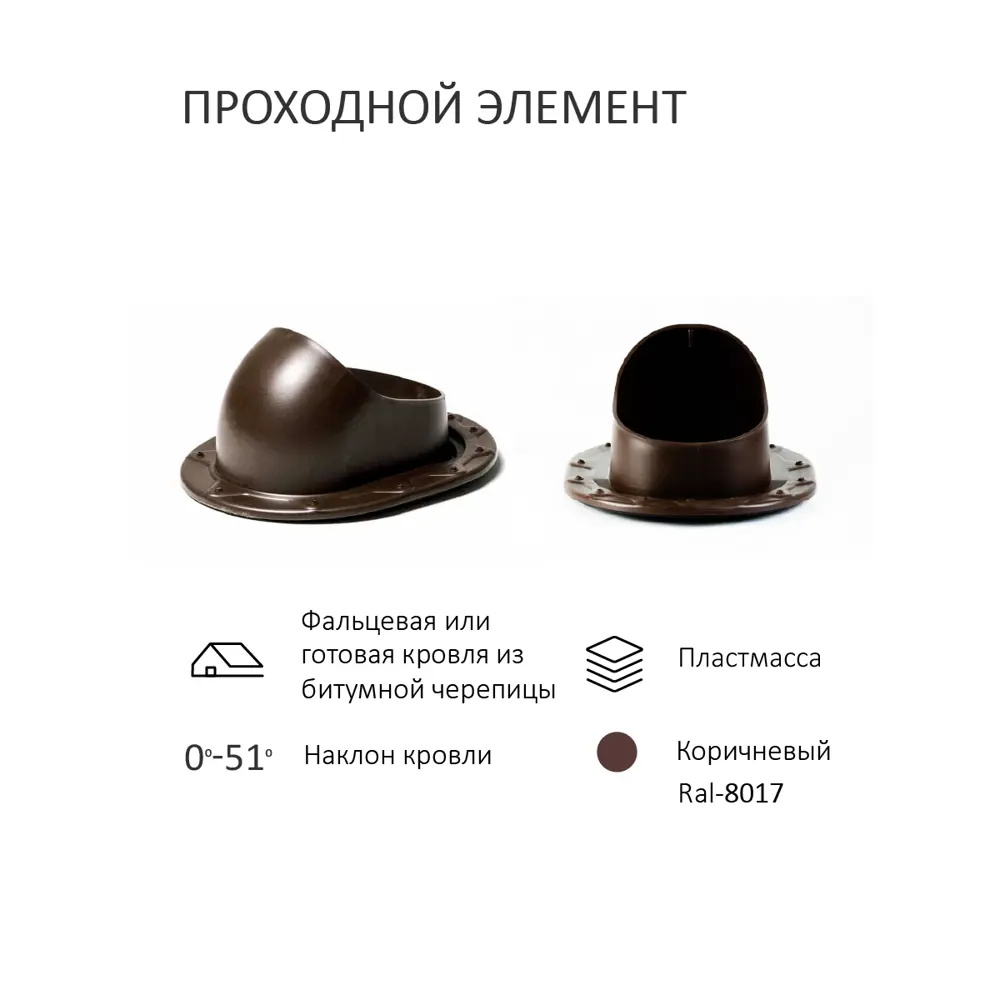 Фото 3 Комплект кровельной вентиляции Polivent (Турбодефлектор ⌀160мм/Вентиляционный выход 700мм с переходом ⌀110мм) для скатной кровли RAL 8017 коричневый Фото 3 Комплект кровельной вентиляции Polivent (Турбодефлектор ⌀160мм/Вентиляционный выход 700мм с переходом ⌀110мм) для скатной кровли RAL 8017 коричневый