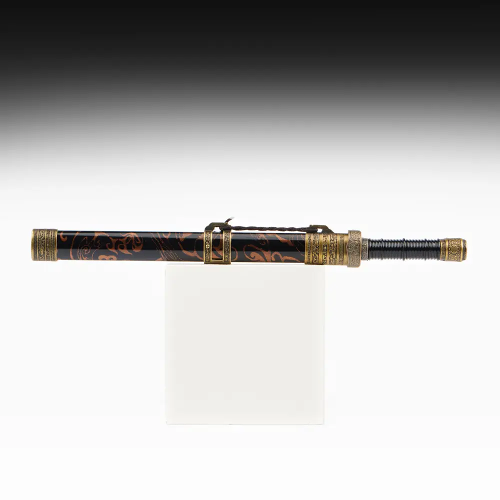 Фото 2 Сувенирный меч прямой с резьбой по лезвию ножны пустыня 3 вставки металл 40см 2880669