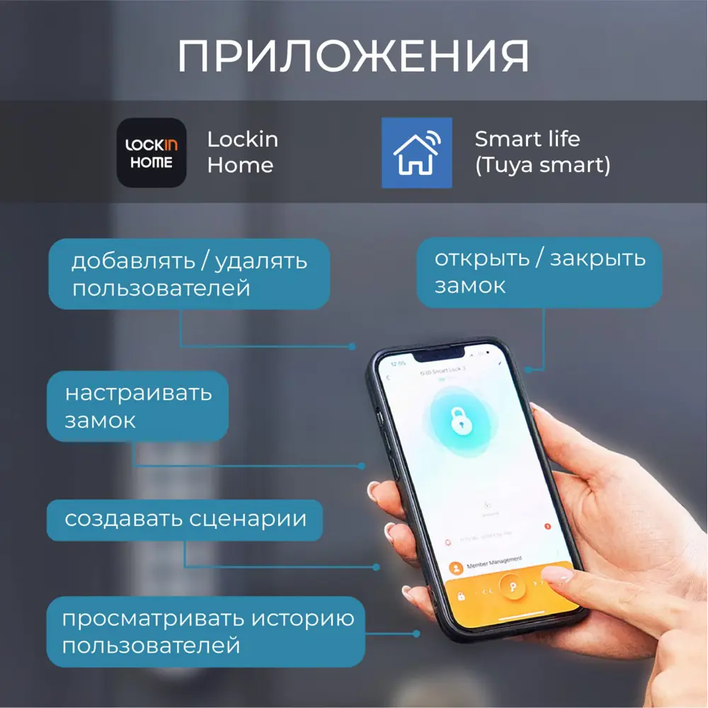 Фото 2 Электронный умный замок Lockin G30 3 in 1 светло-серый Фото 2 Электронный умный замок Lockin G30 3 in 1 светло-серый