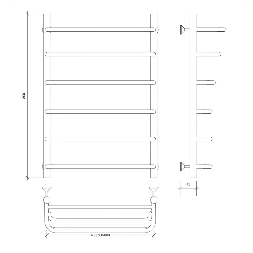 Фото 4 Полотенцесушитель водяной лесенка Secado Мерида 2 сп 800x500 мм универсальная подводка нержавеющая сталь цвет белый матовый Фото 4 Полотенцесушитель водяной лесенка Secado Мерида 2 сп 800x500 мм универсальная подводка нержавеющая сталь цвет белый матовый