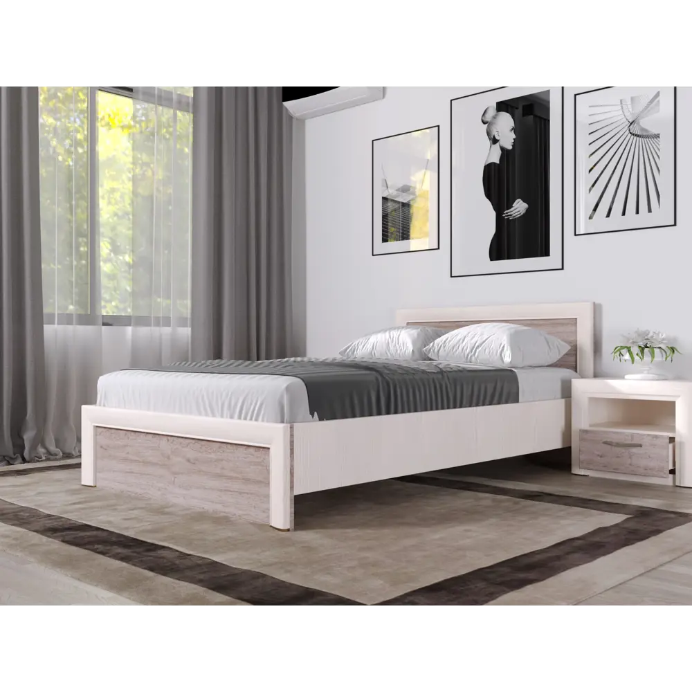 Фото Кровать Anrex Olivia 205.9x81x125.1 см ЛДСП цвет дуб Фото Кровать Anrex Olivia 205.9x81x125.1 см ЛДСП цвет дуб