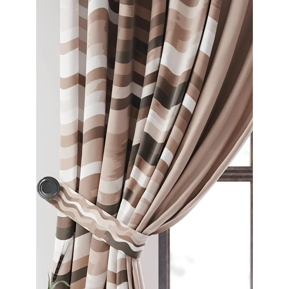 Фото 3 Комплект штор на шторной ленте AT Home Генерис 220x270 см цвет бежевый Фото 3 Комплект штор на шторной ленте AT Home Генерис 220x270 см цвет бежевый