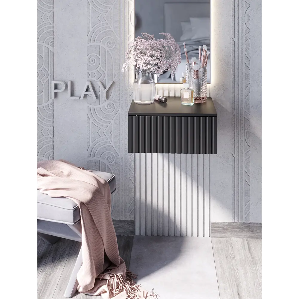 Фото Консоль Play Сити 50x18x34 см 1 ящик ЛДСП цвет черный Фото Консоль Play Сити 50x18x34 см 1 ящик ЛДСП цвет черный
