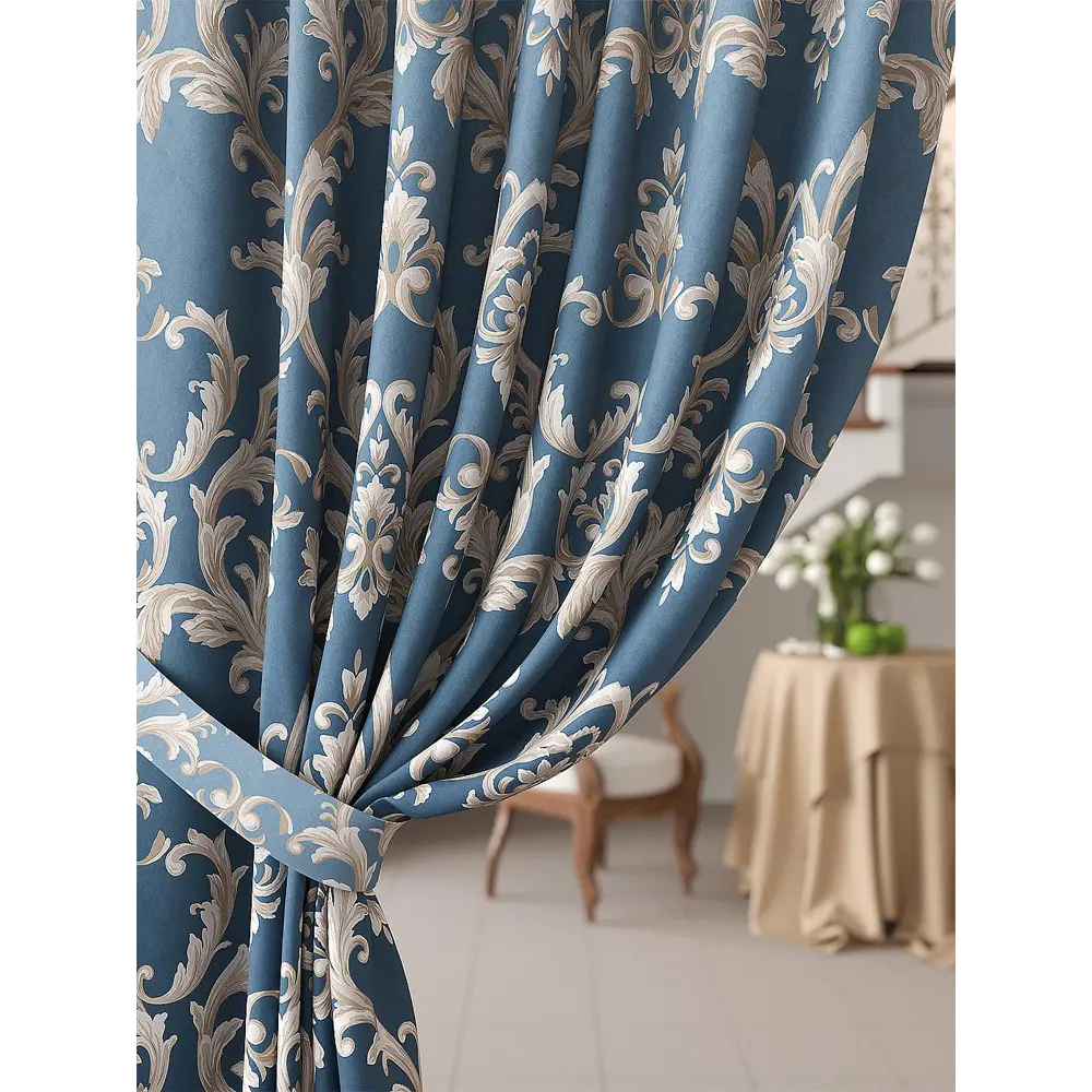 Фото 4 Комплект штор At home Базовая коллекция AT919245 на шторной ленте 260x150 см цвет синий Фото 4 Комплект штор At home Базовая коллекция AT919245 на шторной ленте 260x150 см цвет синий