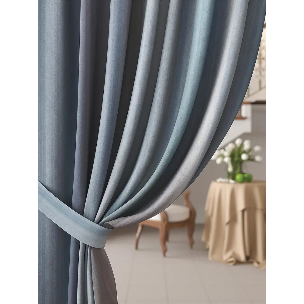 Фото 4 Комплект штор At home Базовая коллекция AT919157 на шторной ленте 260x150 см цвет синий Фото 4 Комплект штор At home Базовая коллекция AT919157 на шторной ленте 260x150 см цвет синий