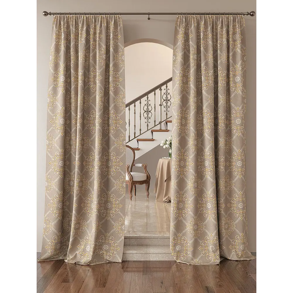Фото Комплект штор At home Базовая коллекция AT919001 на шторной ленте 260x150 см цвет бежевый Фото Комплект штор At home Базовая коллекция AT919001 на шторной ленте 260x150 см цвет бежевый