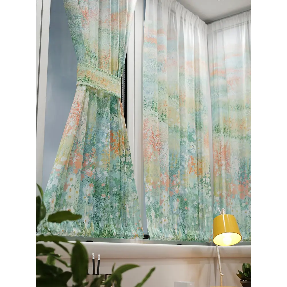Фото 6 Тюль At home Базовая коллекция AT764047 на шторной ленте 140x100 см цвет зеленый