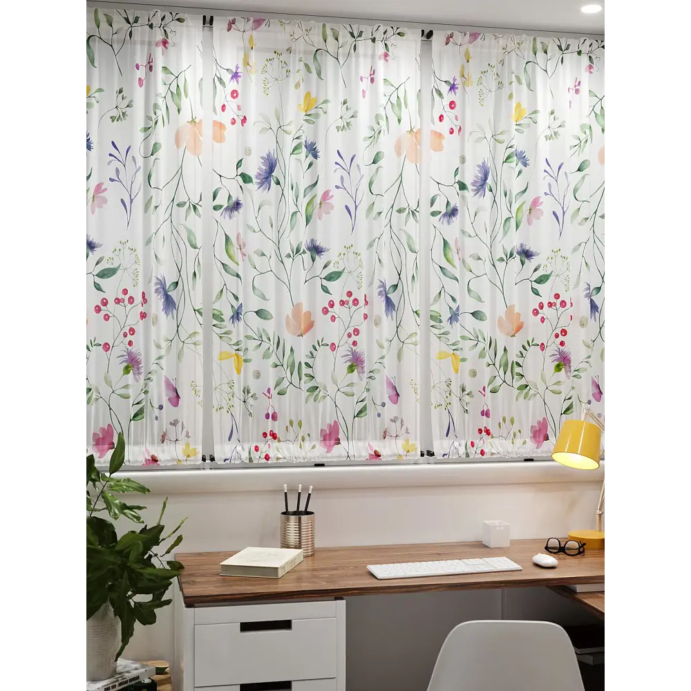 Фото 7 Тюль At home Базовая коллекция AT764053 на шторной ленте 140x100 см цвет белый, зеленый Фото 7 Тюль At home Базовая коллекция AT764053 на шторной ленте 140x100 см цвет белый, зеленый